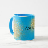 Mug Aqua Gold Glitzy Parties scintillant (Devant gauche)