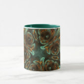 Mug Aqua Green & Gold & Spiral Fractal Art (Centre)