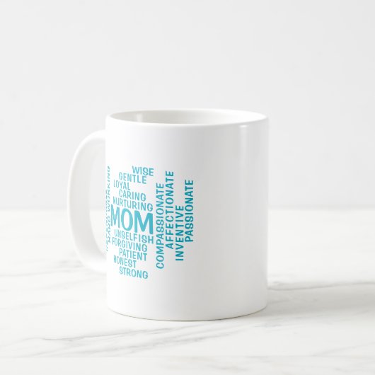 Mug Aqua Maman Typographie Mot Cloud (Devant gauche)