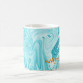 Mug Aqua Marbré Nom de la peinture Orange Art Moderne  (Centre)