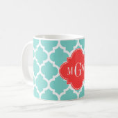 Mug Aqua Marocain #5 Corail Rouge 3 Initiale Monogramm (Devant gauche)