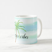 Mug Aqua Mint Bleu Blancs Tropical Palm Tree (Devant droit)