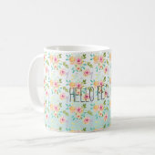 Mug Aqua Ombre rose jaune floral (Devant gauche)