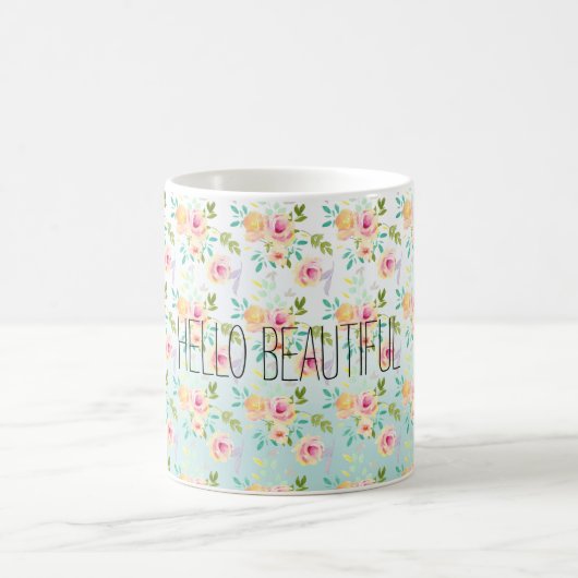 Mug Aqua Ombre rose jaune floral (Centre)