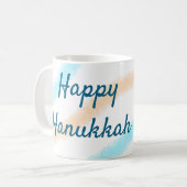 Mug Aqua orange happy Hanoukka ajouter un nom message (Devant gauche)