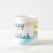 Mug Aqua orange happy Hanoukka ajouter un nom message (Centre)