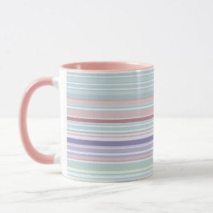 Mug Aqua, rose et rayures lavande