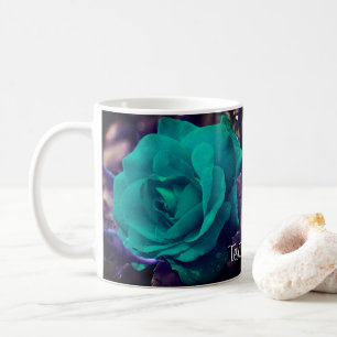 Mug Aqua Rose Flower Art personnalisé