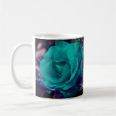 Mug Aqua Rose Flower Art personnalisé (Gauche)