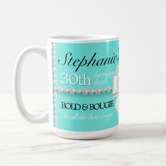 Mug Aqua Tiffany Turquoise & Bougie Anniversaire (Gauche)