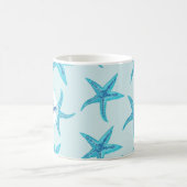 Mug Aqua-turquoise bleu étoile de mer aquarelle-monogr (Centre)