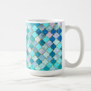 Mug Aqua Turquoise Gold Oriental Marocain Carrelage mo
