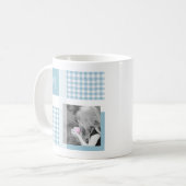 Mug Aquamarine Ajouter Votre Photo En vichy Monogramme (Devant gauche)