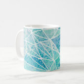 Mug aquamarine avec espace géométrique blanc (Devant gauche)