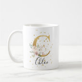 Mug Aquarelle à crème rose or Monogramme floral C (Gauche)