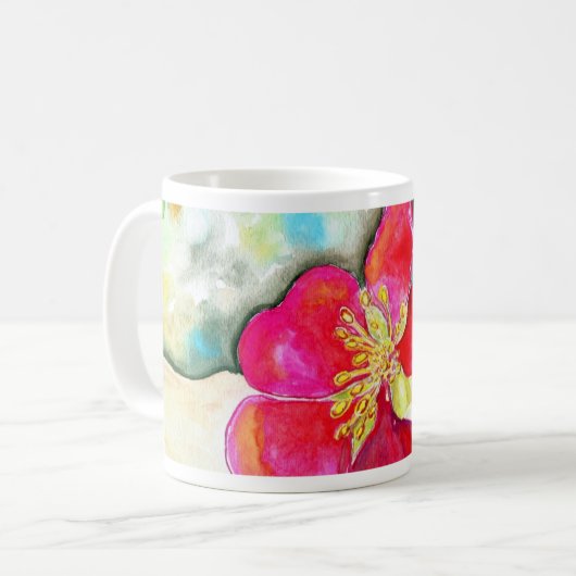 Mug Aquarelle à fleurs rose mystère (Devant gauche)