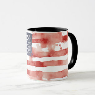 Mug Aquarelle à grande échelle drapeau américain, 4 ju