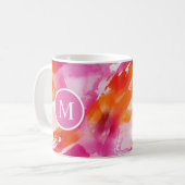 Mug Aquarelle Abstrait Orange Rose (Devant gauche)