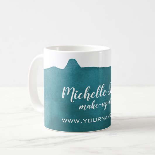 Mug Aquarelle Abstraite couleur turquoise trait de bro (Devant gauche)
