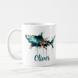 Mug Aquarelle Abstraite Encre Sarcelle Éclaboussure &