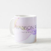 Mug Aquarelle Abstraite Lilac Gold Paint Nom personnal (Devant gauche)