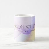 Mug Aquarelle Abstraite Lilac Gold Paint Nom personnal (Centre)