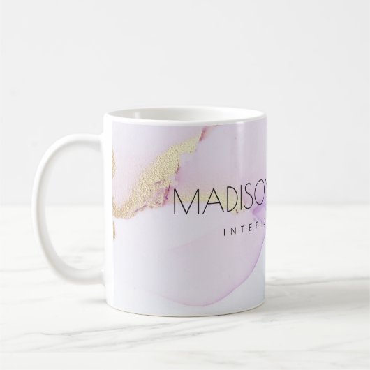 Mug Aquarelle Abstraite Lilac Gold Paint Nom personnal (Gauche)