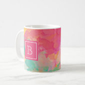 Mug Aquarelle Abstraite Monogramme floral rose initial (Devant gauche)