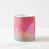 Mug Aquarelle Abstraite Monogramme floral rose initial (Centre)