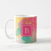 Mug Aquarelle Abstraite Monogramme floral rose initial (Gauche)