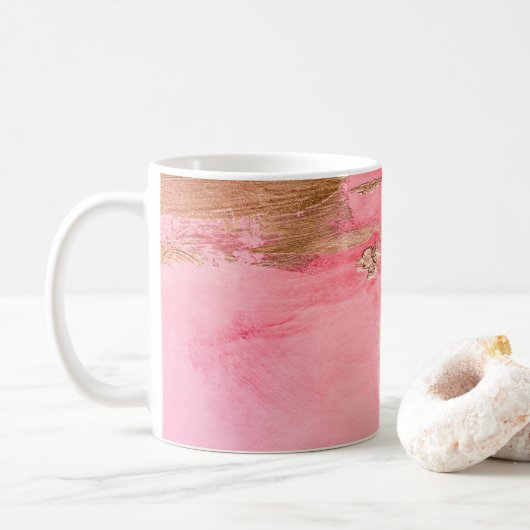Mug Aquarelle Abstraite rose or élégant (Avec donut)