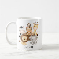 Aquarelle adorable Jungle Safari Animaux Monogramm