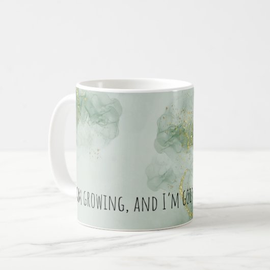 Mug Aquarelle Affirmation Positive Vert/Or (Devant gauche)
