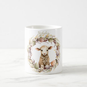 Mug Aquarelle Agneau de Pâques Personnalisé