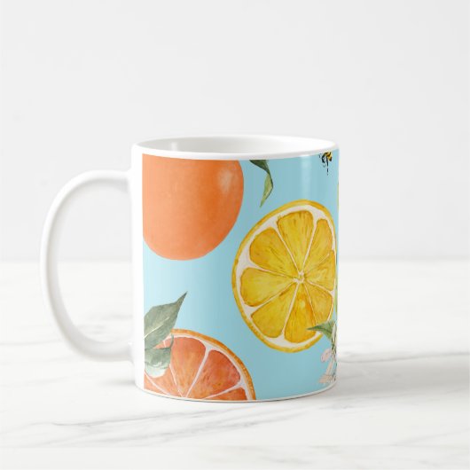 Mug Aquarelle Agrumes Fruits : Main tirée (Gauche)