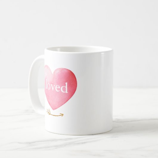 Mug Aquarelle aimée Coeur (Devant gauche)