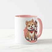 Mug Aquarelle Akita Puppies (Devant droit)