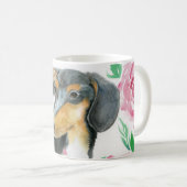 Mug Aquarelle Amour D'Un Dachshund Aux Roses Roses Ros (Devant droit)