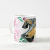 Mug Aquarelle Amour D'Un Dachshund Aux Roses Roses Ros (Devant gauche)