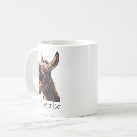 Mug Aquarelle amusant rire âne Burro personnalisé (Devant gauche)