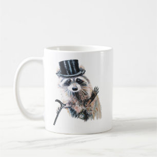 Mug Aquarelle amusante habillée Raccoon