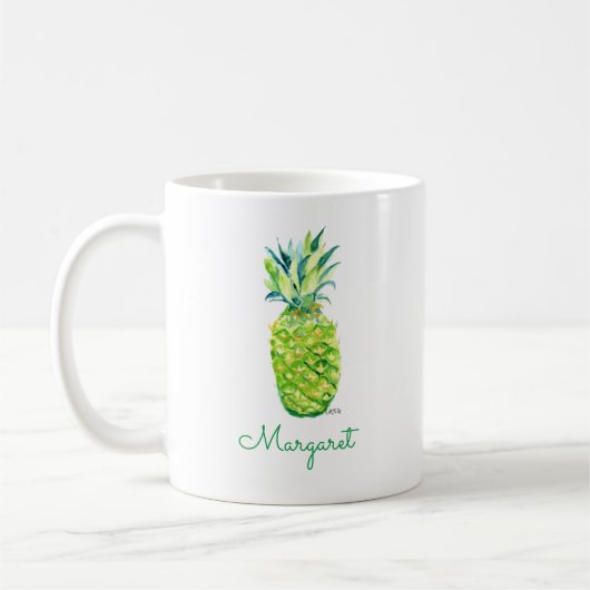 Mug Aquarelle Ananas Art original Boho Retro (Gauche)