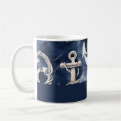 Mug Aquarelle Ancre marine Océan Marine Monogramme (Gauche)