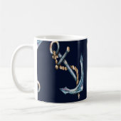 Mug Aquarelle Ancres Bleu Nuit (Gauche)