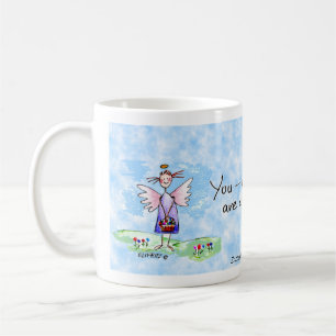 Mug Aquarelle Angel Dessin bleu violet et vert