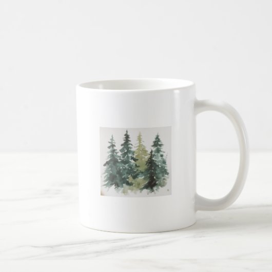 Mug Aquarelle Arbres de Noël (Droite)