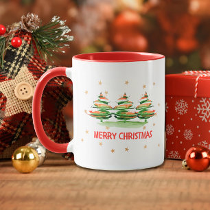Mug Aquarelle Arbres de Noël - Joyeux Noël