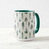 Mug Aquarelle Arbres de Noël Motif de vacances (Devant droit)