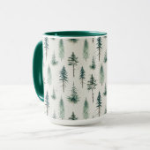 Mug Aquarelle Arbres de Noël Motif de vacances (Devant gauche)