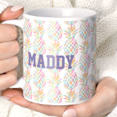 Mug Aquarelle arc-en-ciel ananas Tropical Monogrammé